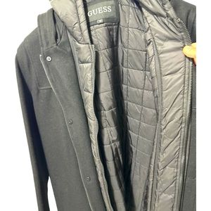 Black Men's Coat With Removable Bib